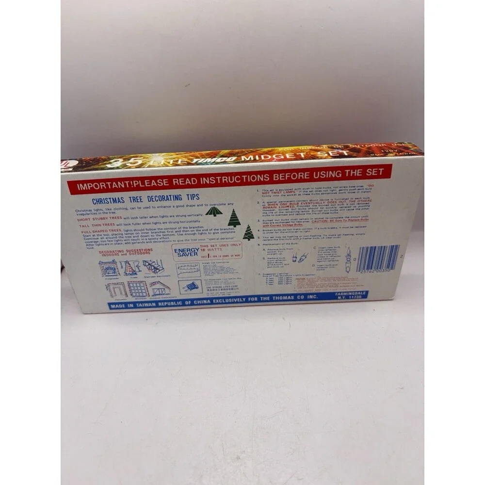 Vintage Timco 35 Midget Set String Light Multicolor For Indoor Outdoor NOS
